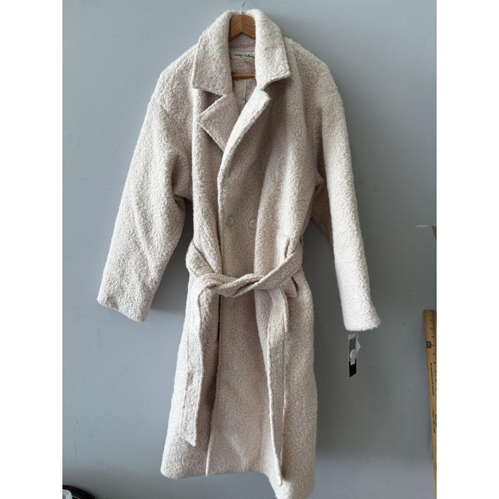 Sebby Collection Coat Womens 3X White Teddy Fleece Belted Long Overcoat SW5512